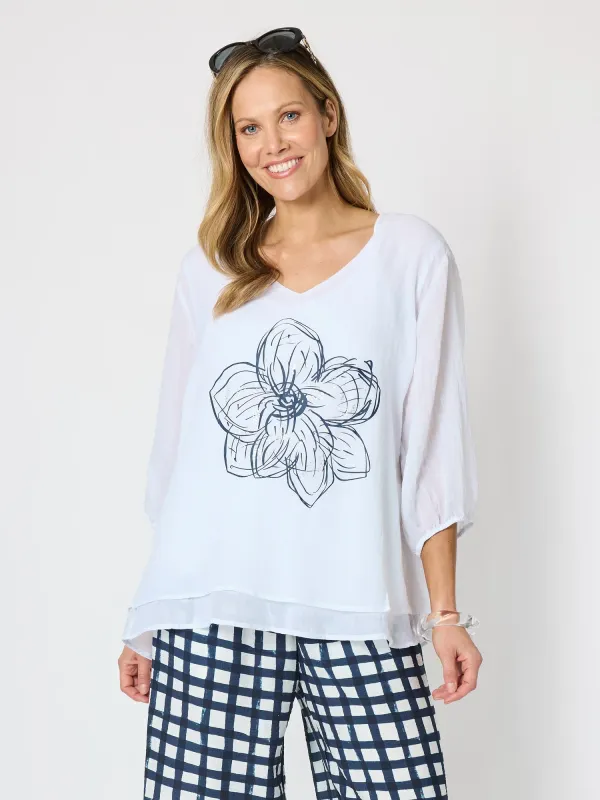 Clarity Camellia Top White