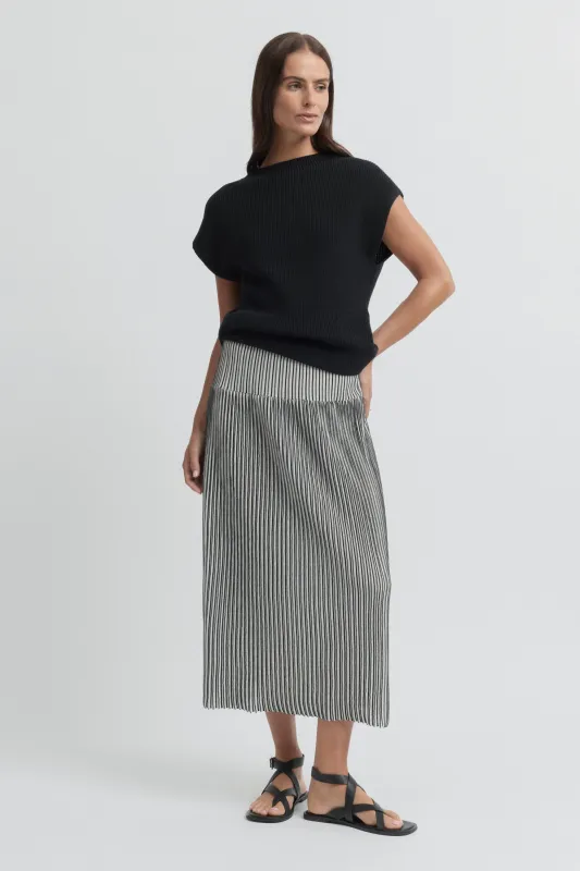 Yarra Trail Loam Knit Skirt Ecru/ Black