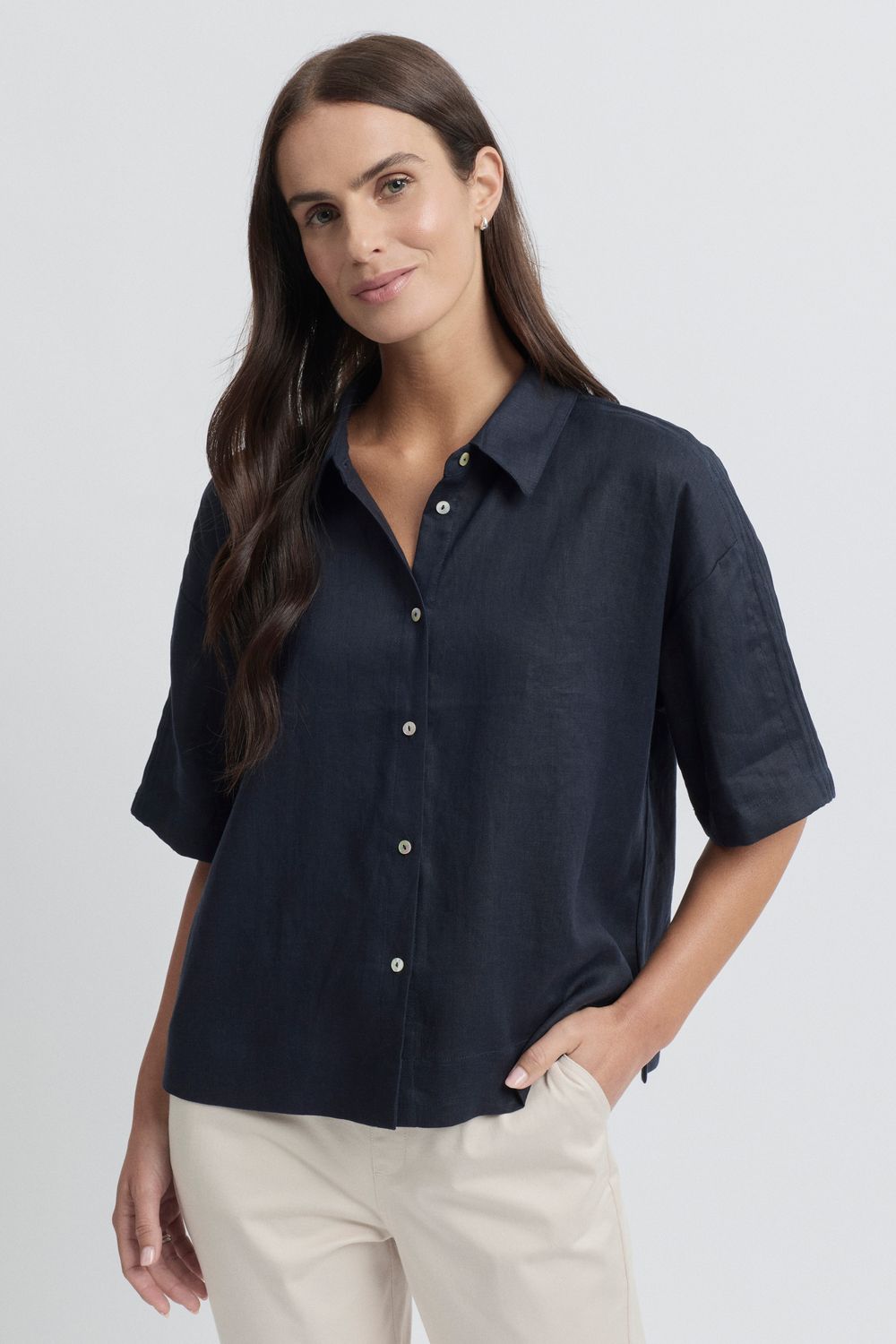 Yarra Trail Tirari Essence Shirt Navy
