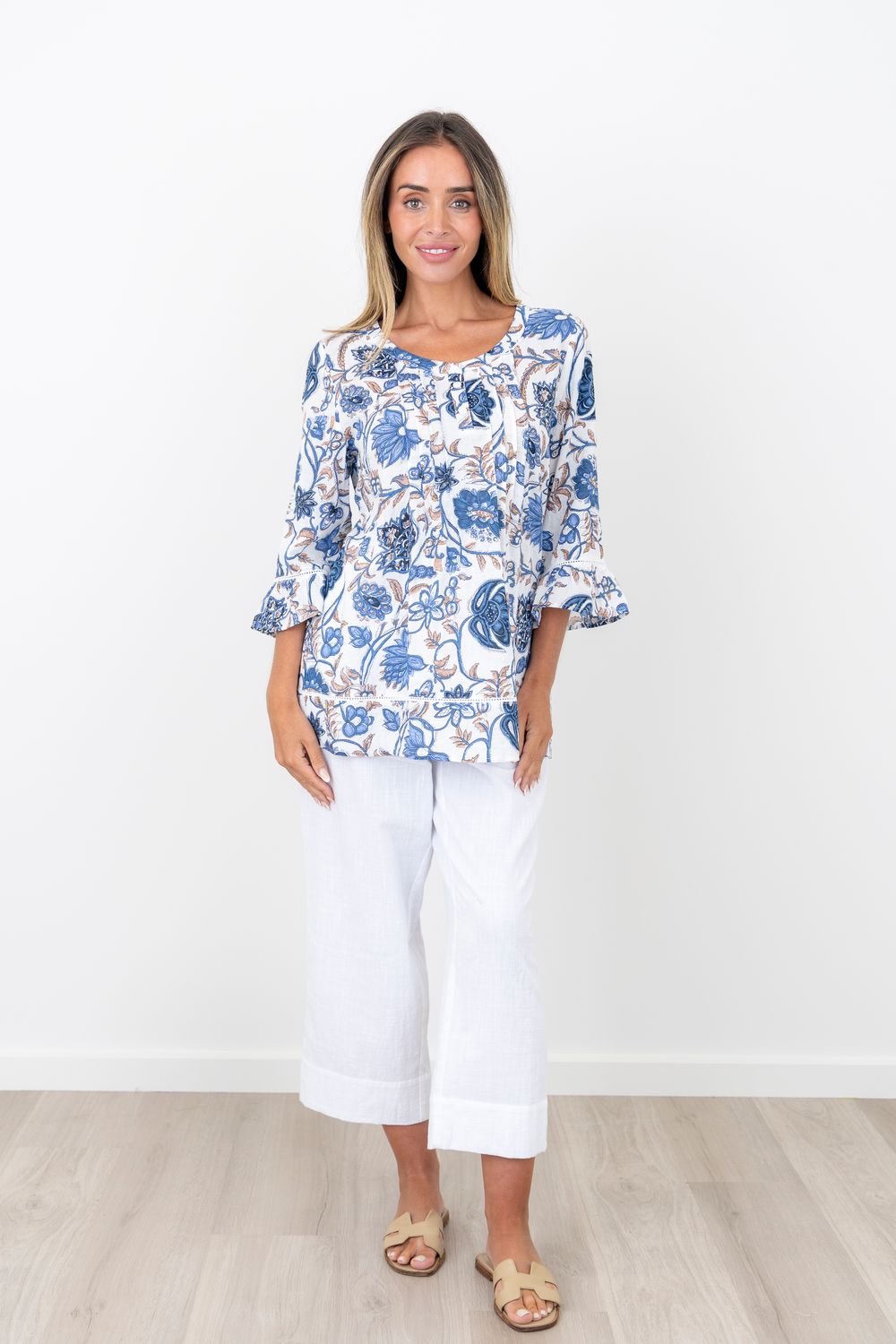 Renoma Azure Wave Pintuck Top