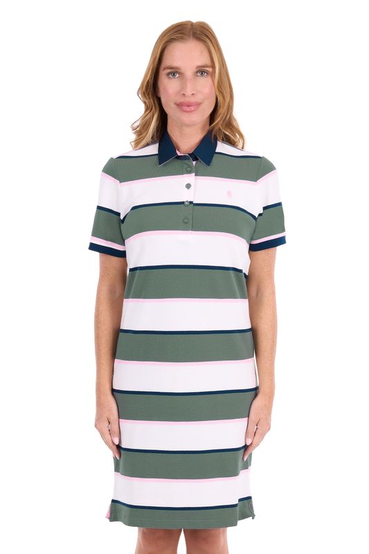 Thomas Cook Trisha SS Polo Dress Khaki/ Multi
