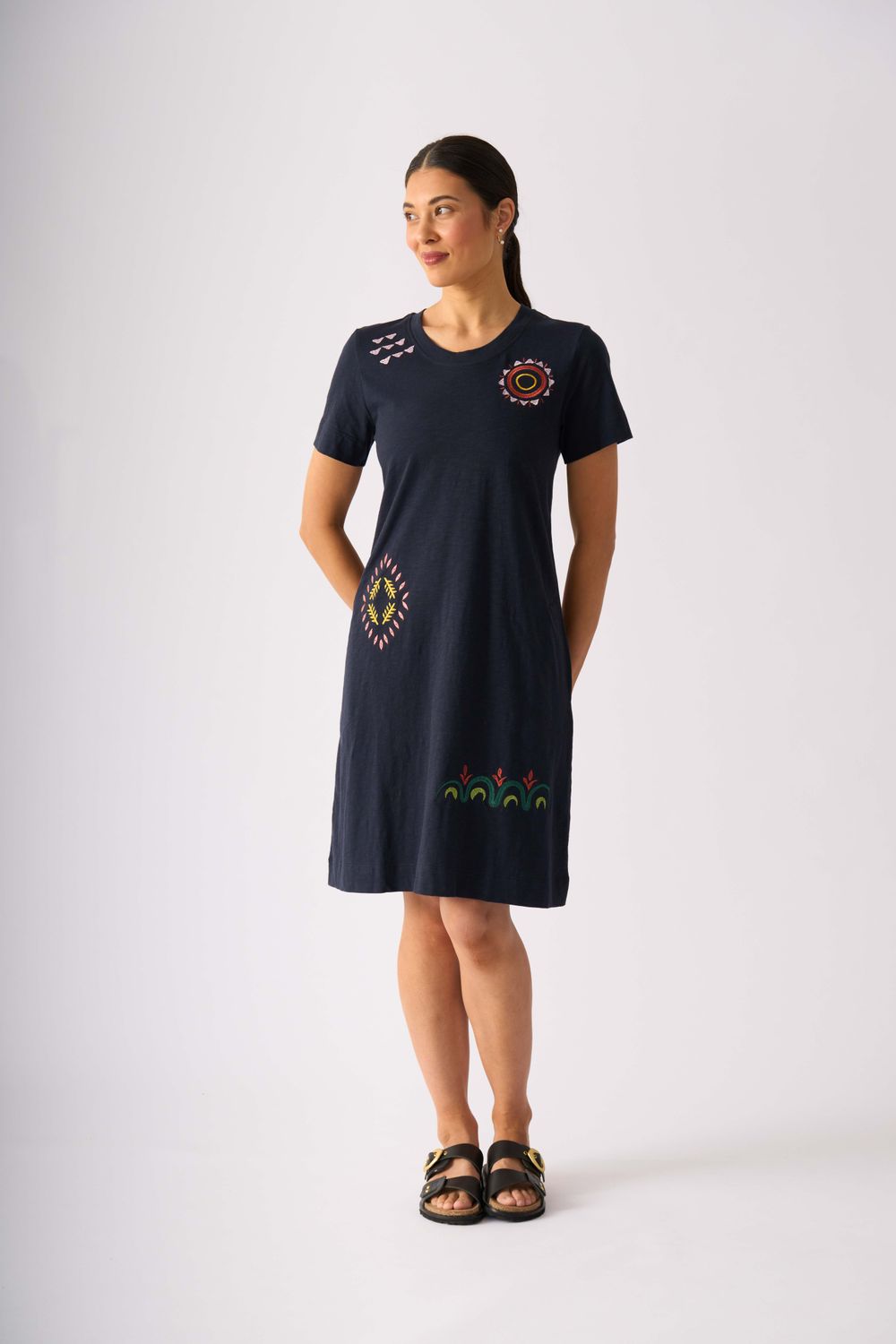 Foil Bright Spot Dress True Navy