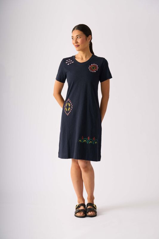 Foil Bright Spot Dress True Navy