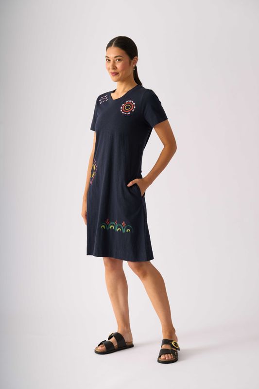 Foil Bright Spot Dress True Navy