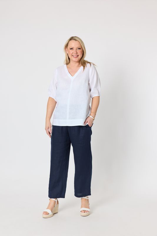 Gordon Smith Anna Linen Top White