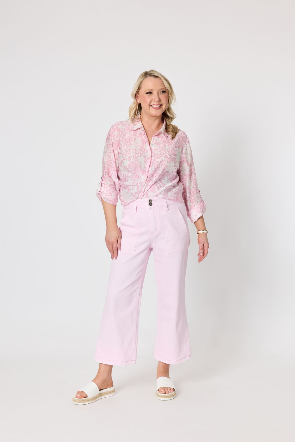 Gordon Smith Hudson Crop Denim Mean Pale Pink