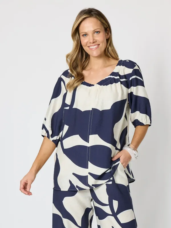 Clarity Bay Leaf Print Top