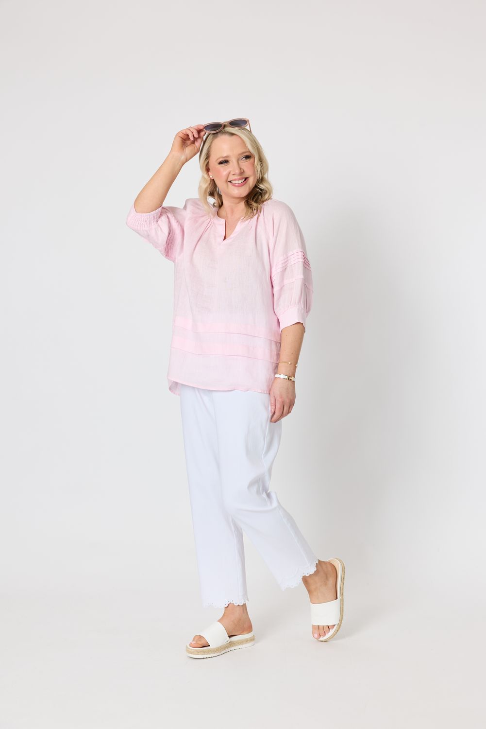 Gordon Smith Kate Linen Top Pale Pink
