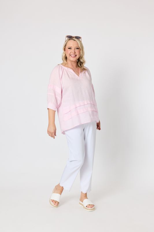 Gordon Smith Kate Linen Top Pale Pink