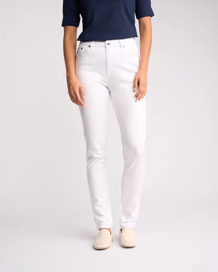 Vassalli Reign Skinny Leg Full Length Basket Weave White