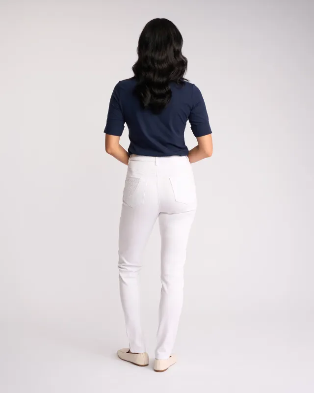 Vassalli Reign Skinny Leg Full Length Basket Weave White