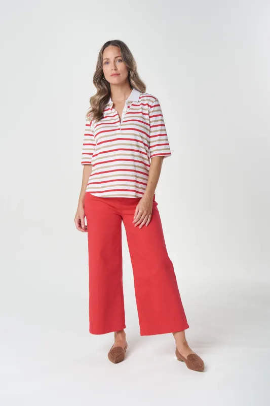 Goondiwindi Club Multi Stripe Polo Camel