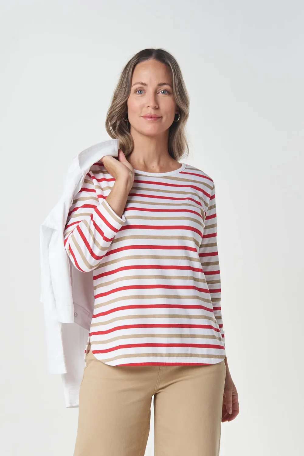 Goondiwindi Multi Stripe 3/4 Tee Camel