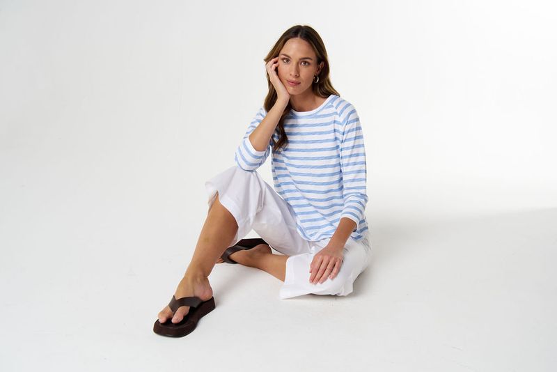 Cloth Paper Scissors Repeat Offender 3/4 Sleeve Tee White/Skyway