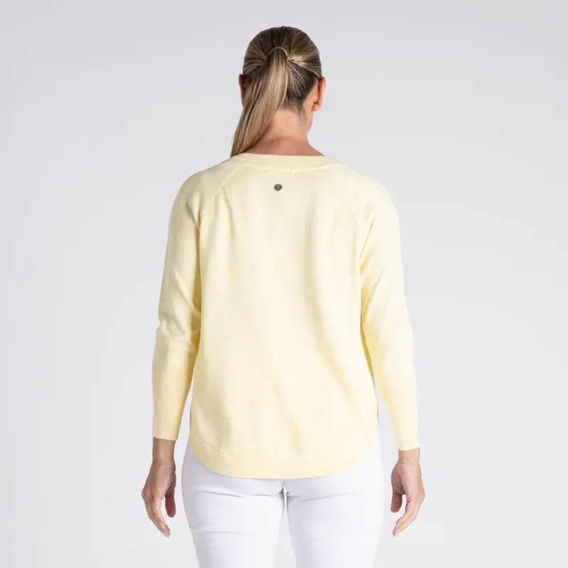 Two T's Raglan V Neck Scoop Hem Lemon Icing