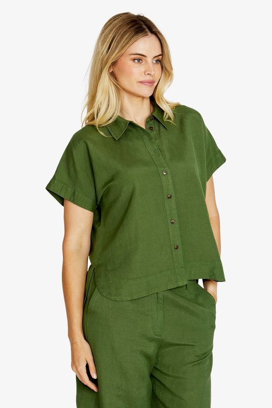 Ping Pong Remi Slouchy Crop Shirt Agave