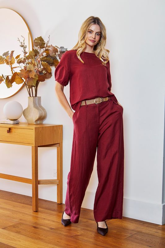 Ping Pong Elle Wide Leg Pant Goji Berry