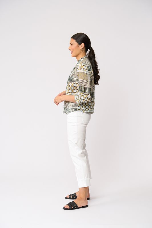 Foil Crushing It 3/4 Sleeve Shirt Patchwork