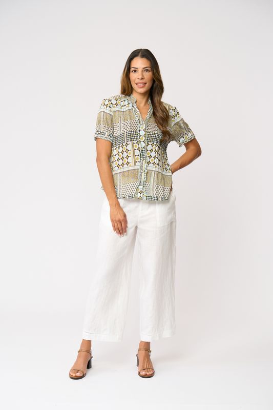 Foil Crushing it Cap Sleeve Shirt Patchwork