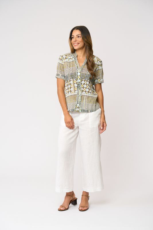 Foil Crushing it Cap Sleeve Shirt Patchwork