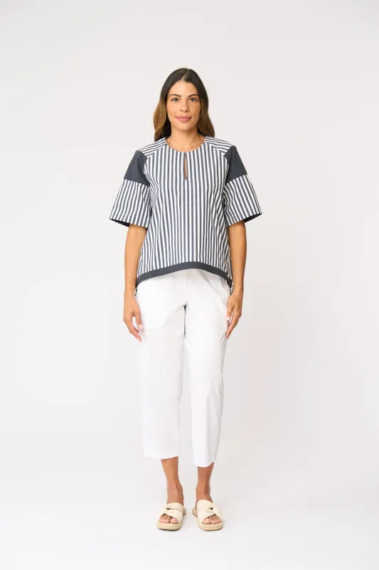 Foil Mix &amp; Match Top Navy Stripe