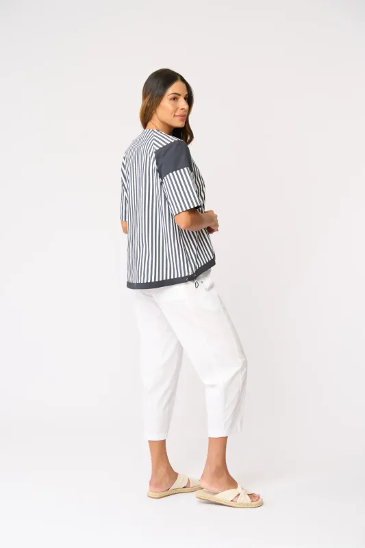 Foil Mix &amp; Match Top Navy Stripe