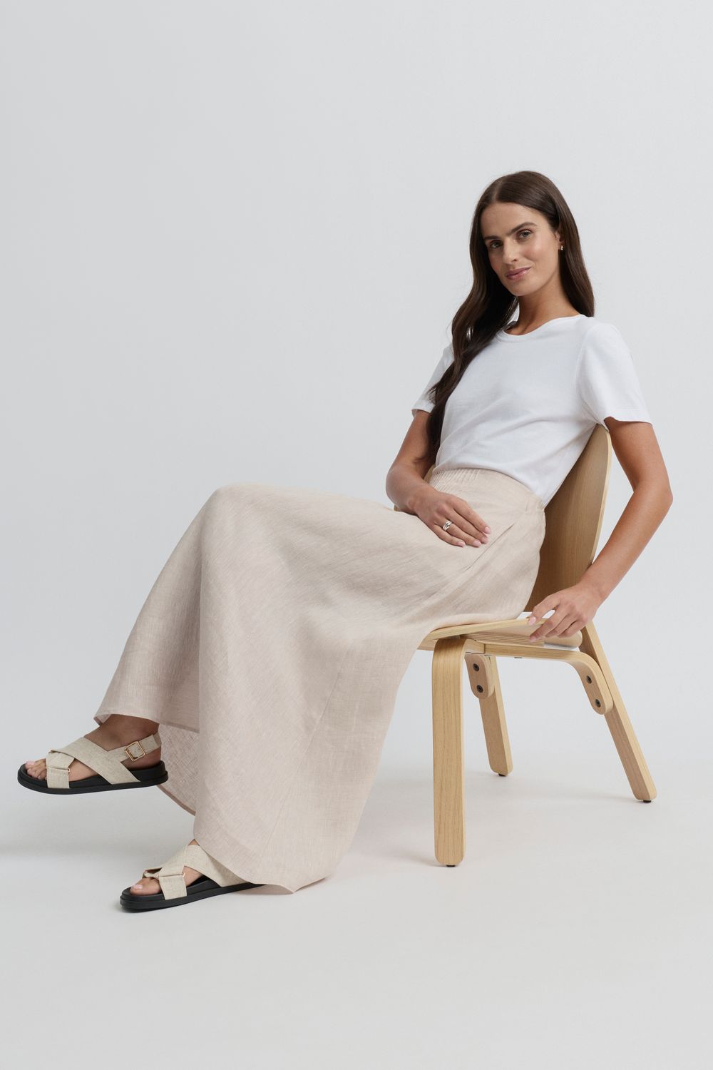 Yarra Trail Tirari Pintuck Skirt Pebble