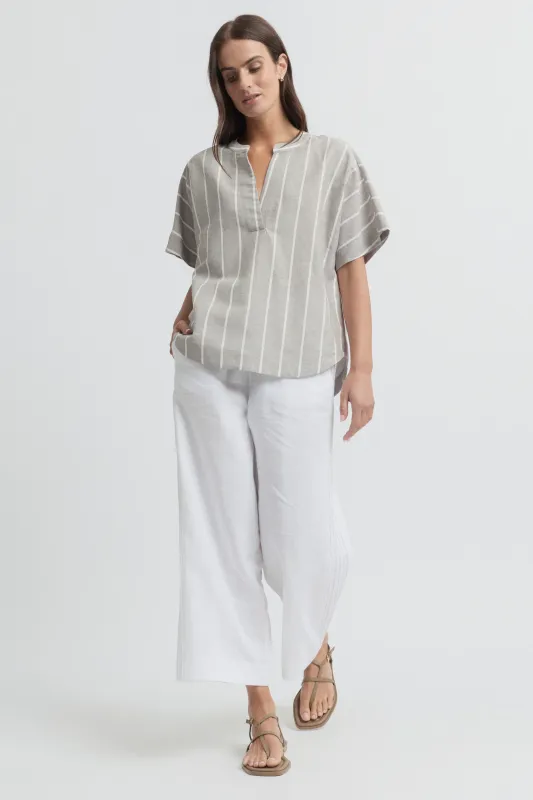 Yarra Trail Sandy Blouse Earth/White