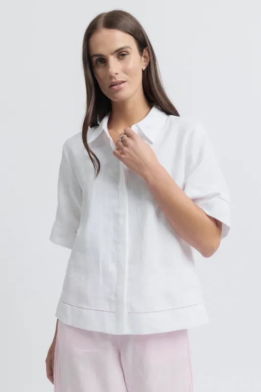Yarra Trail Tirari Lace Shirt White