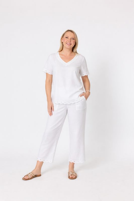Gordon Smith Lilly Linen Top White