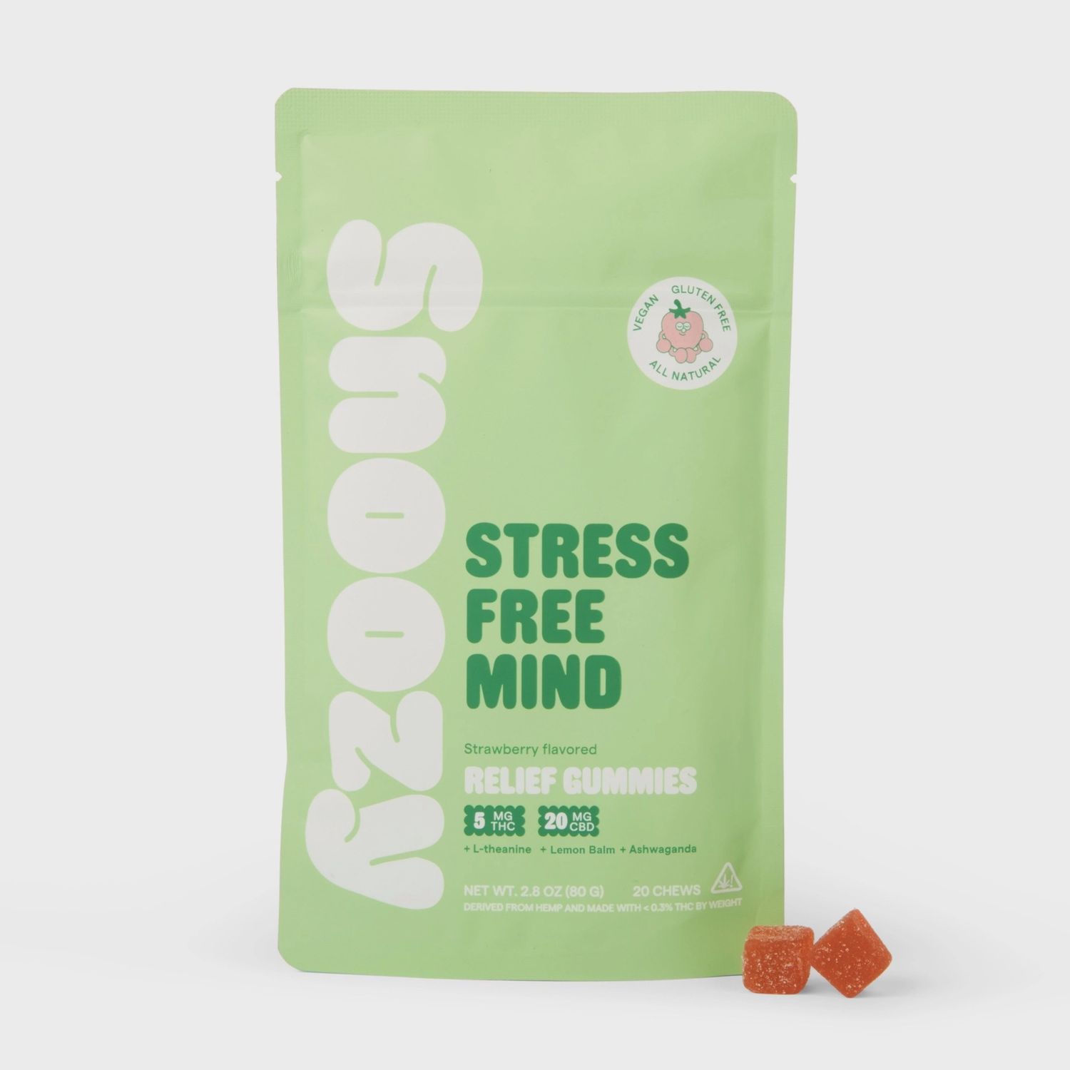 Snoozy Delta 9 THC Gummies 20ct, Which Kind: Stress Free Mind