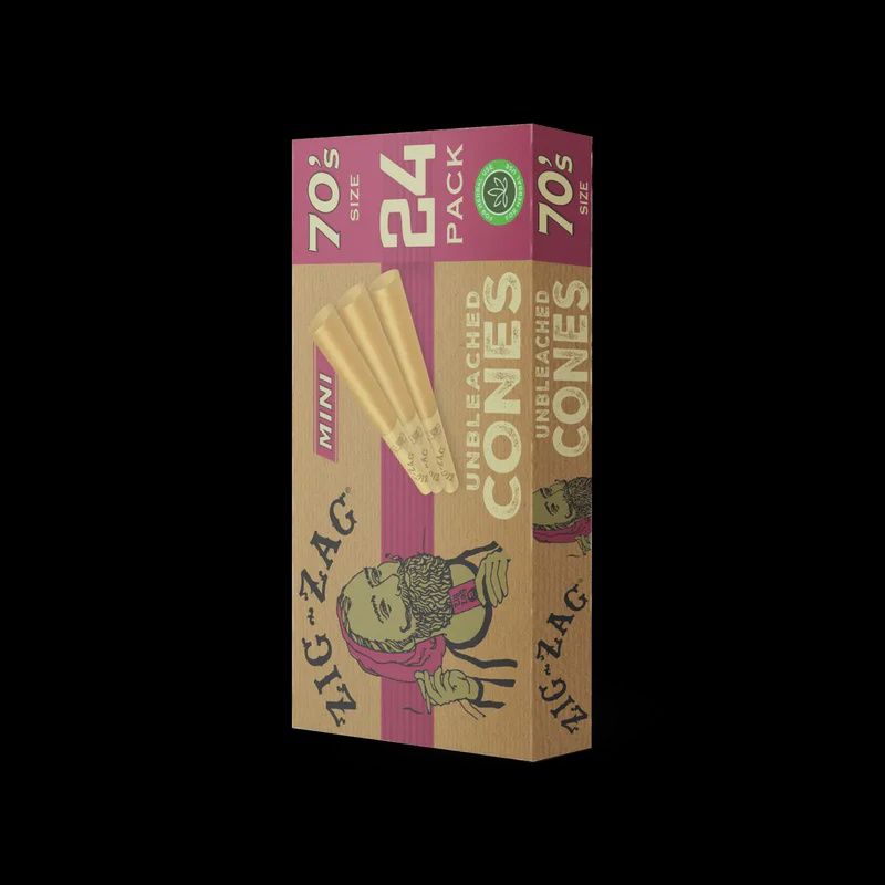 Zig Zag Mini 70&#39;s Unbleached Cones 24pk