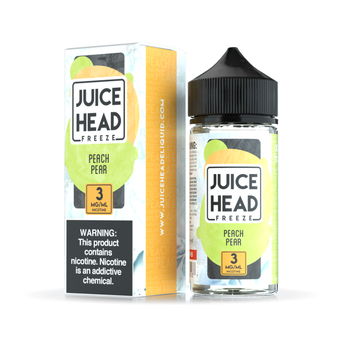 Juice Head E Juice 100mL, Flavor: Peach Pear Freeze, MG/ML: 0MG/ML