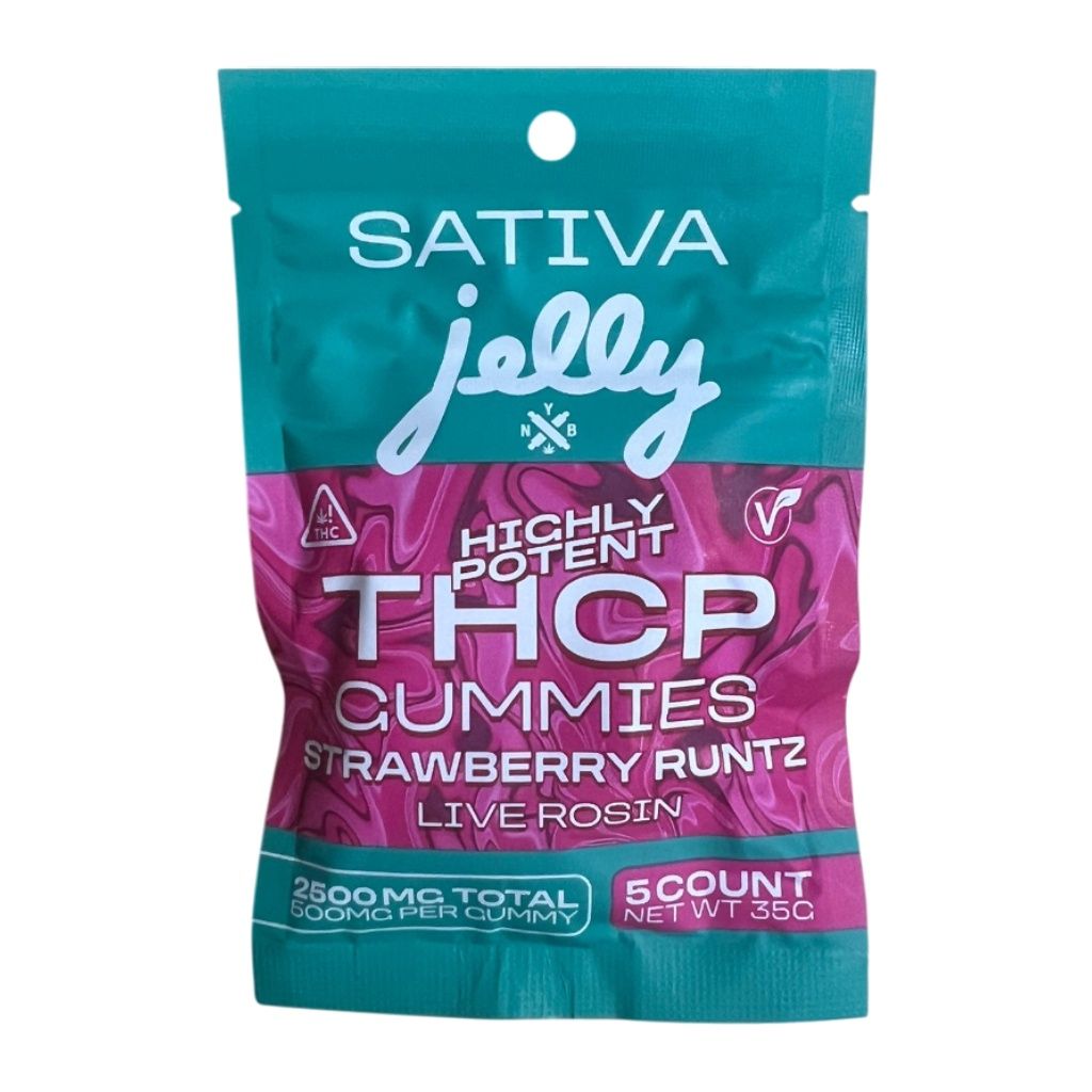 Jelly High Potency 2,500mg THCP Gummies – 5ct, Strain: Strawberry Runtz (S)