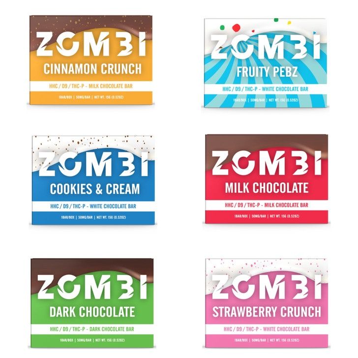 ZOMBI 50MG HHC/D9/THCP MINI CHOCOLATE BARS