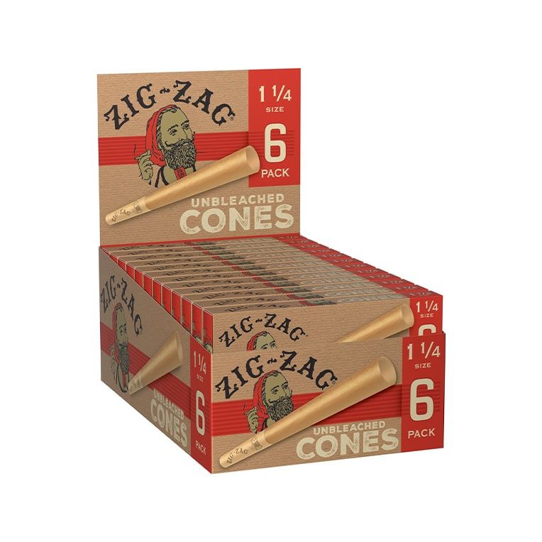Zig Zag 1 1/4 Cones 6pk, Material: Unbleached
