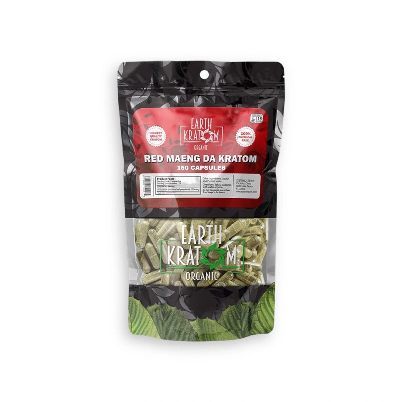 Earth Kratom - Organic 150ct Capsules, Strain: Red Maeng Da