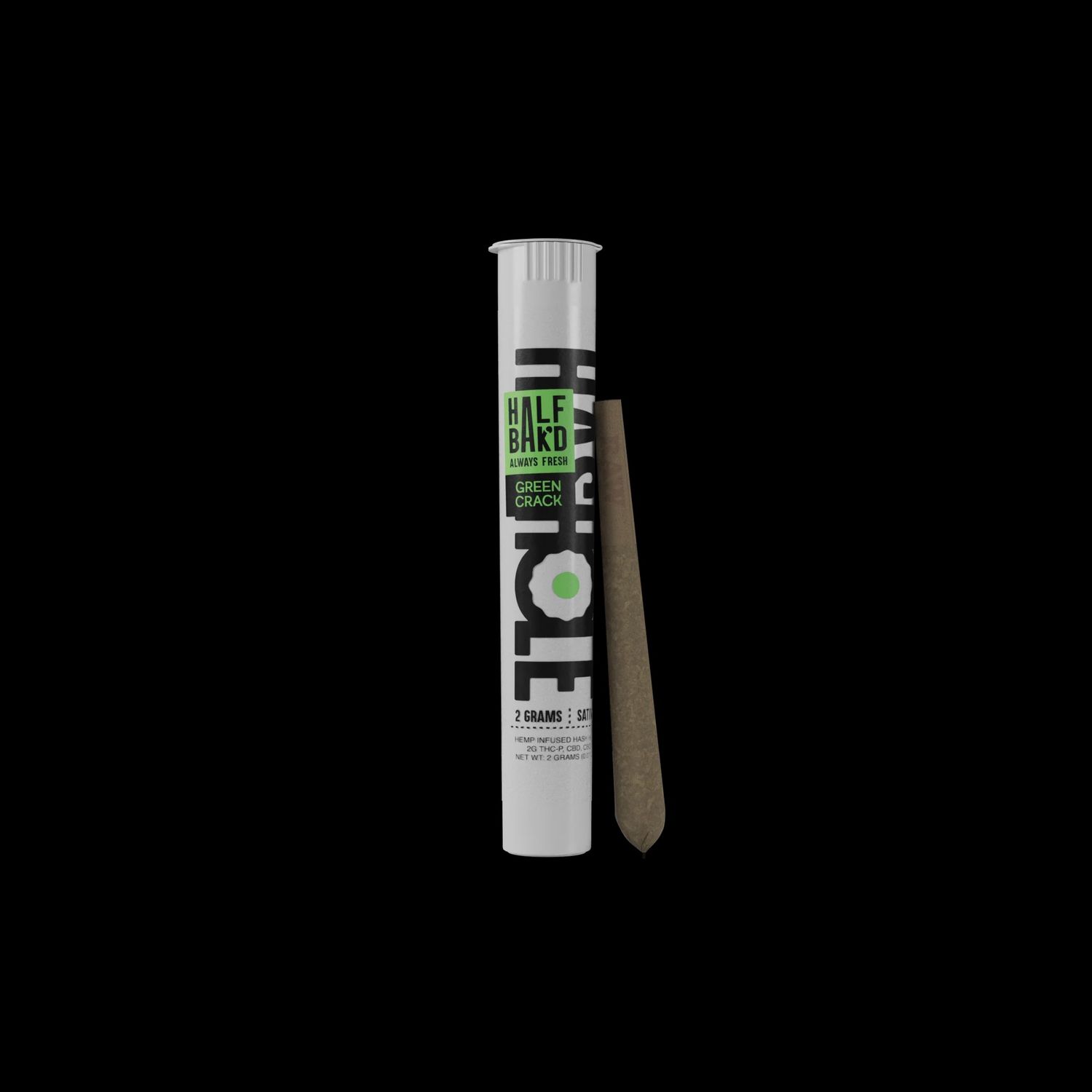 HALF BAK'D HASH HOLES - 2G PRE-ROLLS, Strain: Green Crack (S)