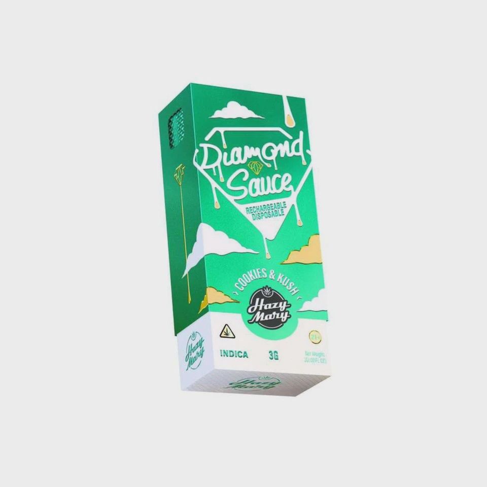 Hazy Mary THCP Diamond Sauce 3g Disposable, Strain: Cookie &amp; Kush (I)