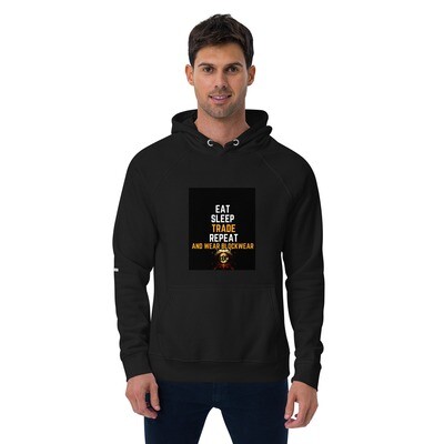 Unisex eco raglan hoodie &quot;Eat Sleep Trade Repeat: Unisex Eco Raglan Hoodie by Blockwear&quot;
