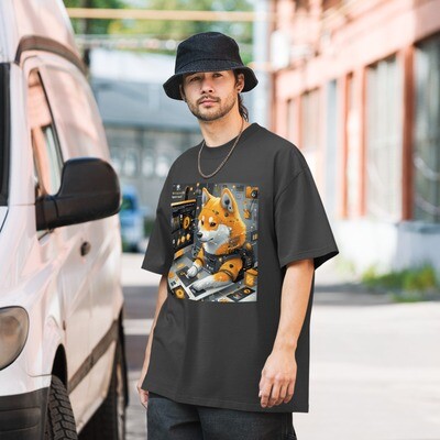 Oversized faded t-shirt &quot;Doge&#39;s Playground: Oversized Faded T-Shirt with Blockchain Fantasy by BlockWear&quot;