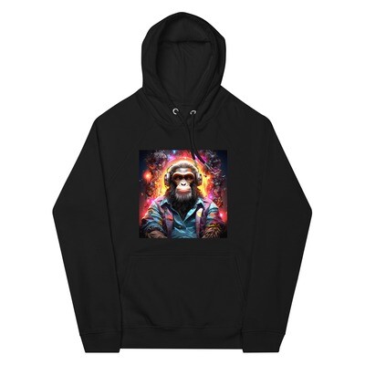 Unisex eco raglan hoodie &quot;Monkey Magic: Unisex Eco Raglan Hoodie with Crypto NFT Art by Blockwear&quot;