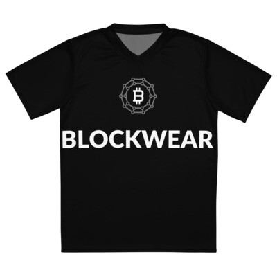 Recycled unisex sports jersey &quot;BlockWear Fusion: Recycled Unisex Sports Jersey with Front and Back Design&quot;