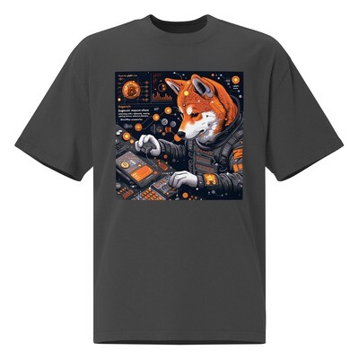 Oversized faded t-shirt&quot;Doge&#39;s Playground: Oversized Faded T-Shirt with Blockchain Playfulness by BlockWear&quot;