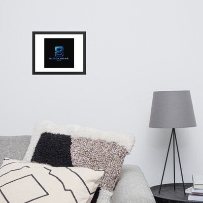 Framed photo paper poster &quot;Sabered Elegance: BLOCKWEAR GEAR Minimalist Logo Poster&quot;
