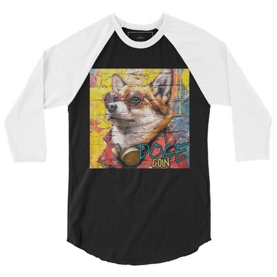 3/4 sleeve raglan shirt &quot;DogeCoin Streetwear Spectacle: 3/4 Sleeve Raglan Shirt&quot;