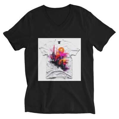 Unisex Short Sleeve V-Neck T-Shirt &quot;ZetaCoin Fusion: Unisex Short Sleeve V-Neck T-Shirt with Integrated NFT Art by BlockWear&quot;