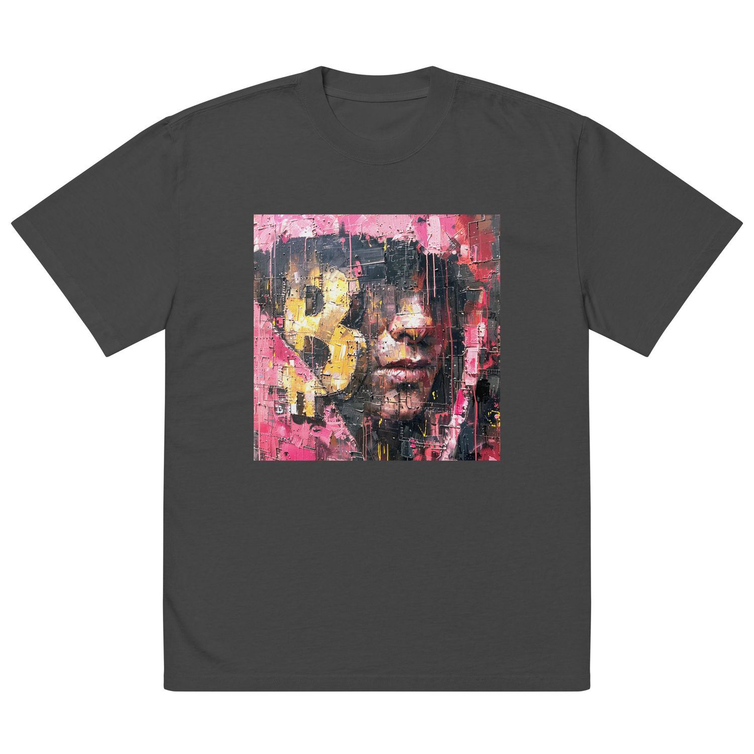 Oversized faded t-shirt &quot;Bitcoin Street Art: Oversized Faded T-Shirt&quot;