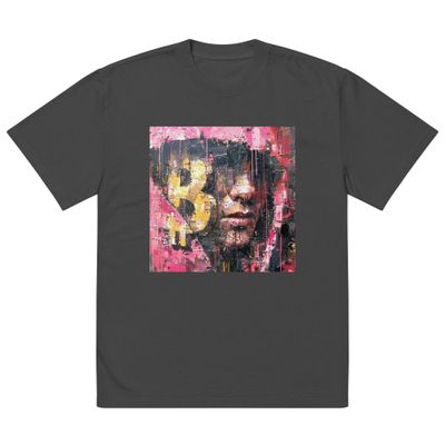 Oversized faded t-shirt &quot;Bitcoin Street Art: Oversized Faded T-Shirt&quot;