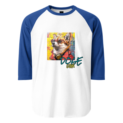 3/4 sleeve raglan shirt &quot;DogeCoin Streetwear Spectacle: 3/4 Sleeve Raglan Shirt&quot;